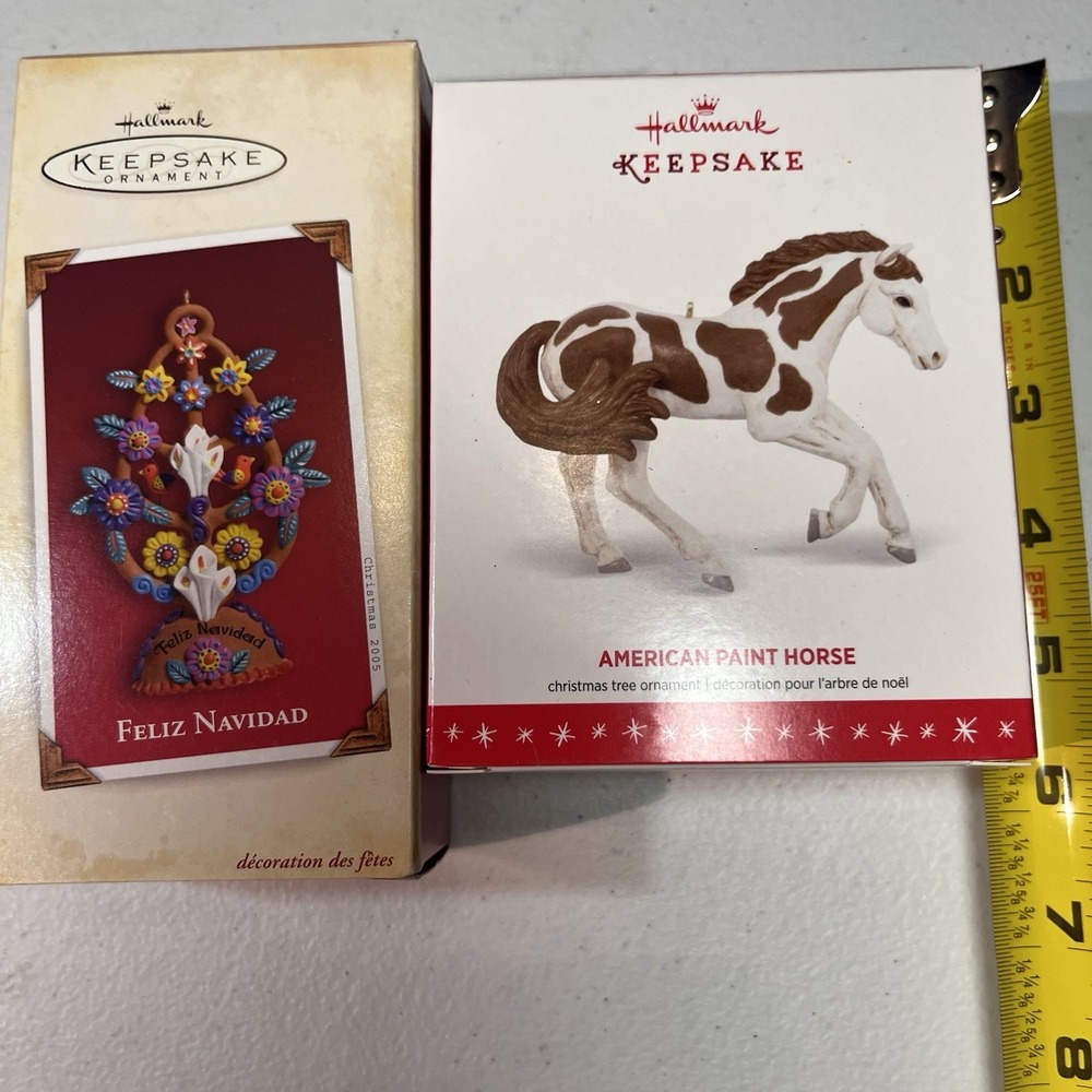 Hallmark Keepsake ornaments Felix Navidad And American Paint Horse Nib
